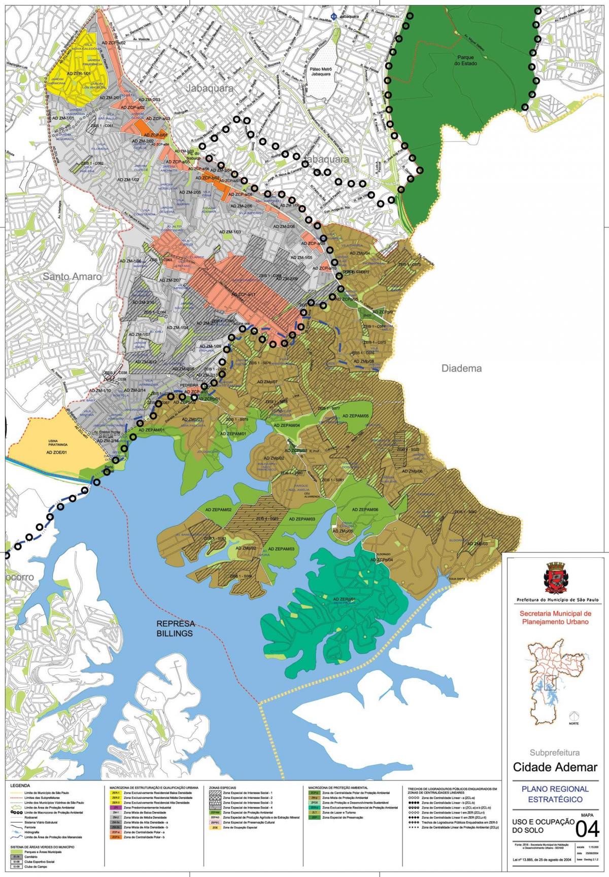 Kort over Cidade Ademar São Paulo - Besættelse af jord