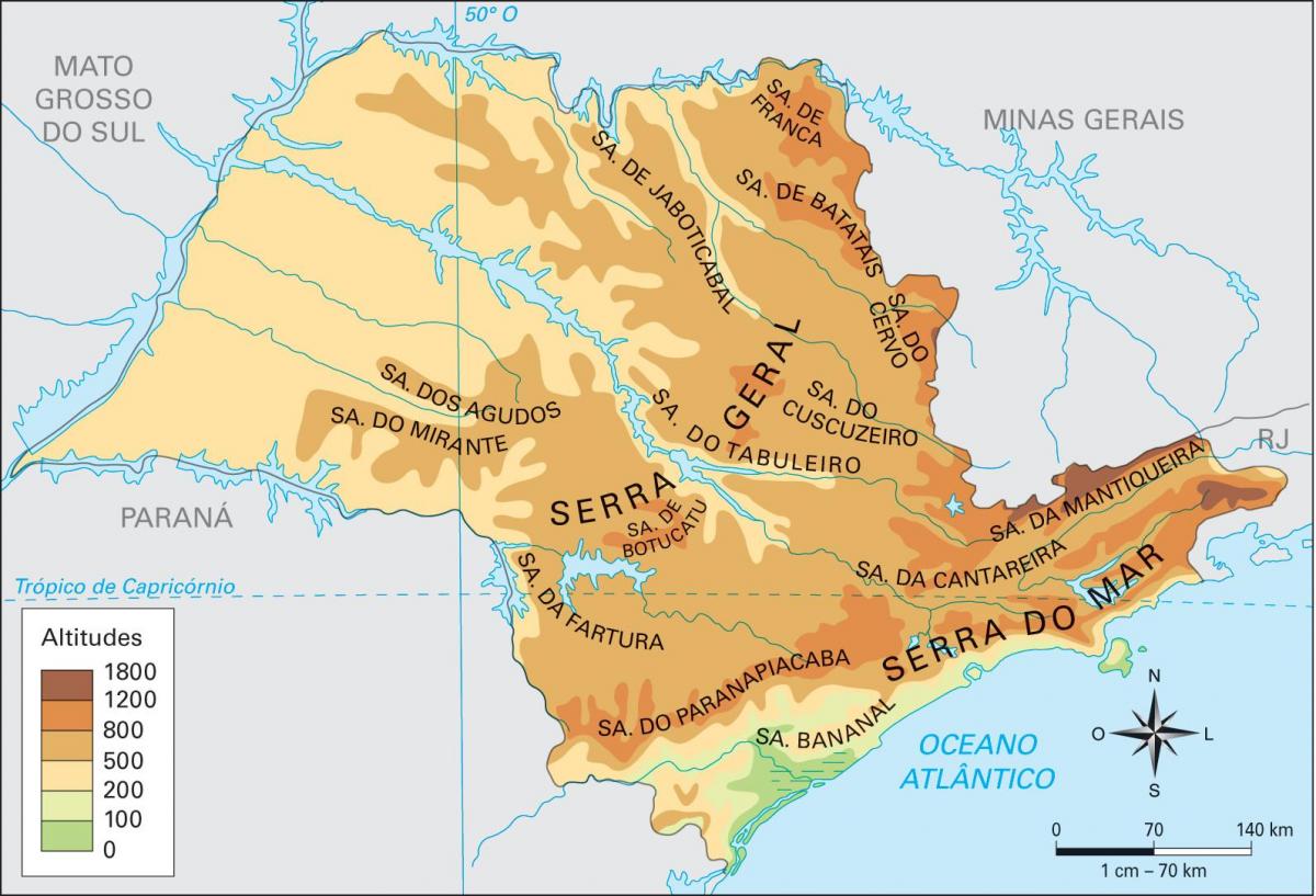 Kort over geografisk São Paulo
