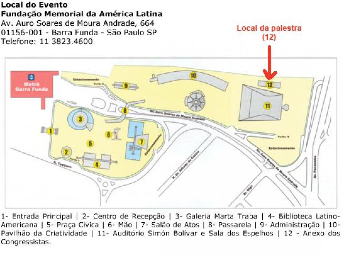Kort over latinamerika Memorial São Paulo