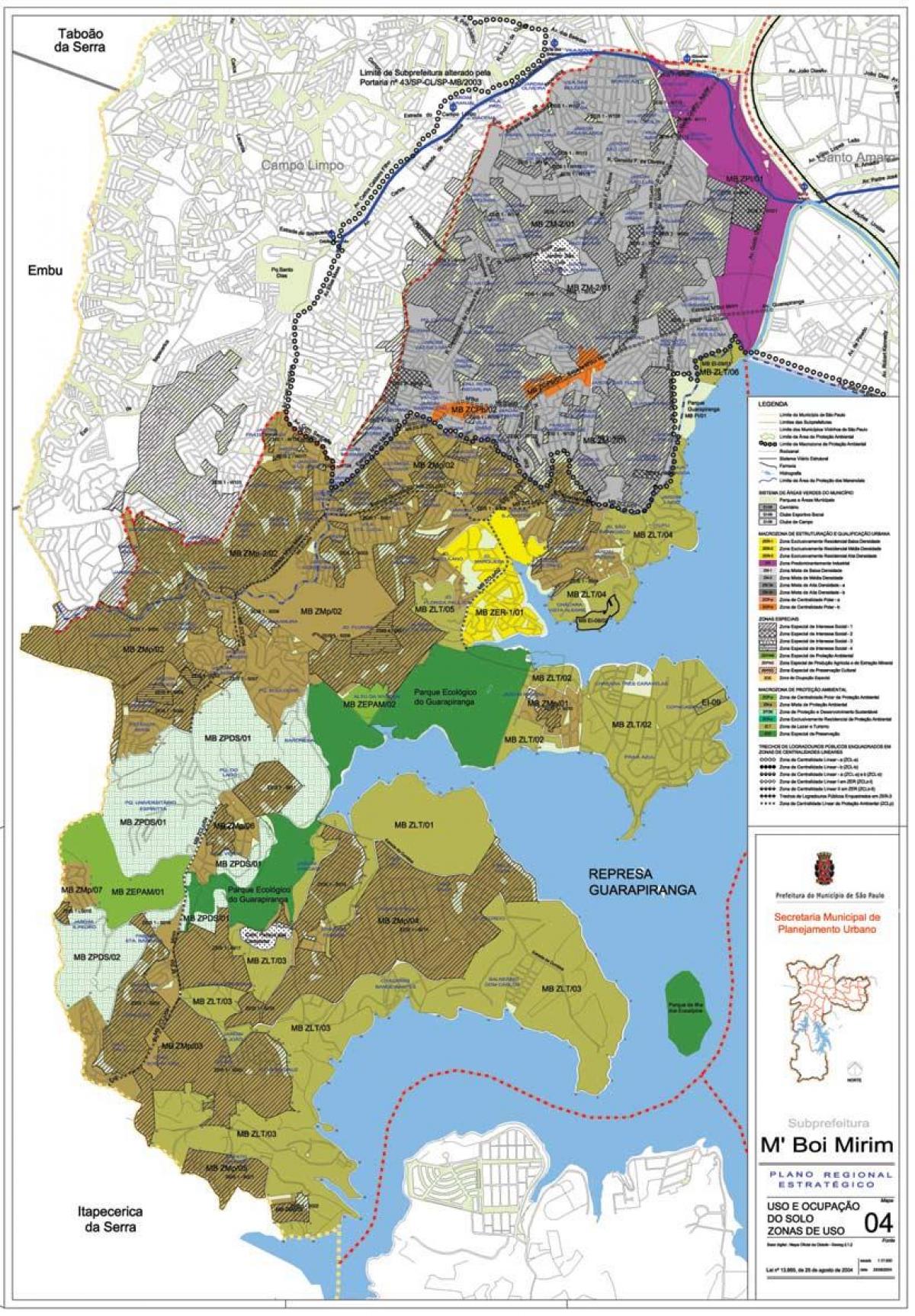 Kort over M'Boi Mirim São Paulo - Besættelse af jord