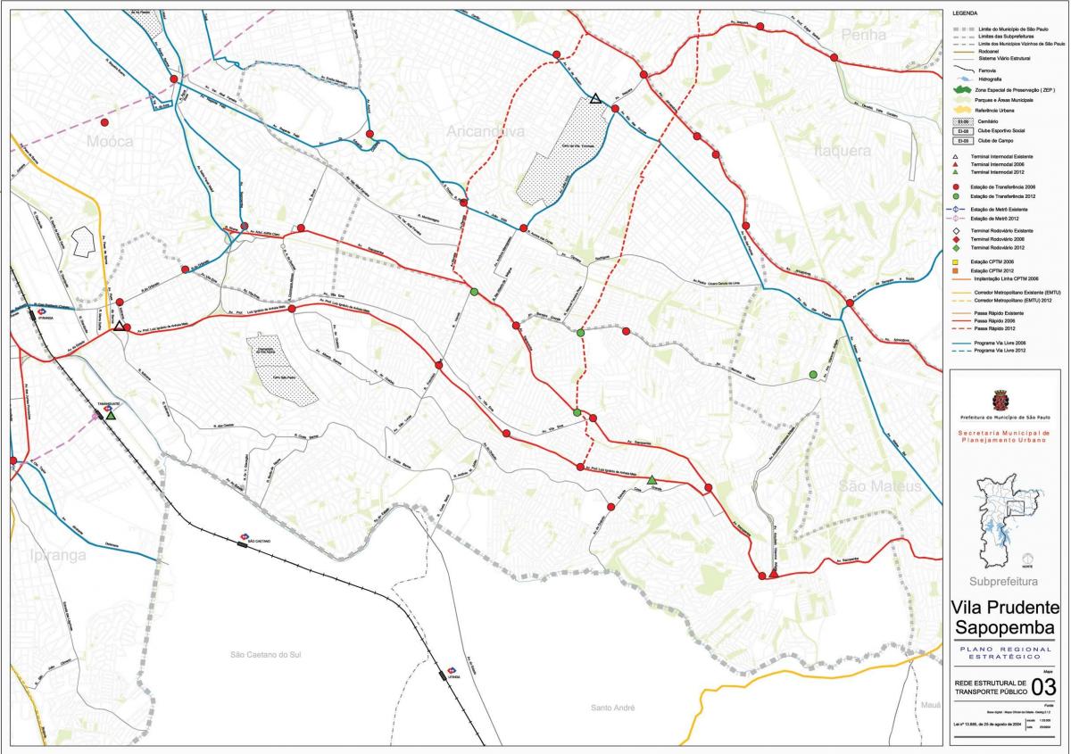 Kort over Sapopembra São Paulo - Offentlig transport
