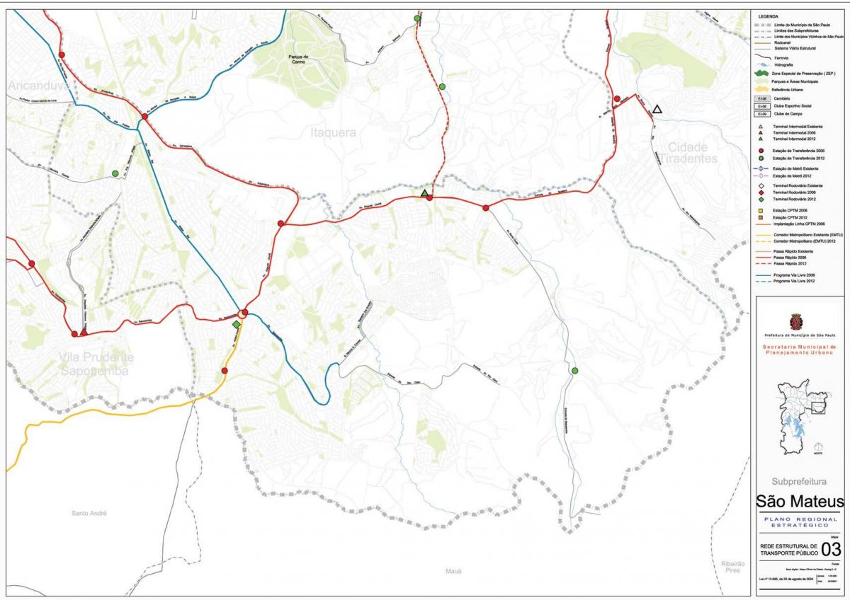 Kort over São Mateus São Paulo - Offentlig transport