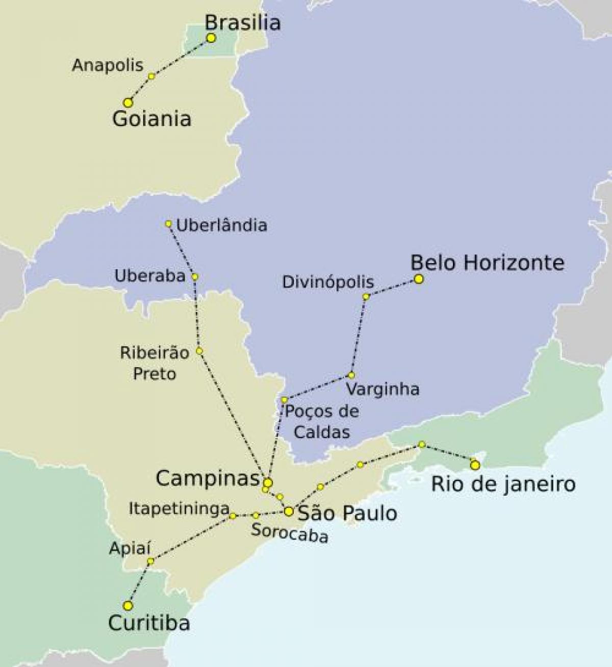 Kort over São Paulo TAV