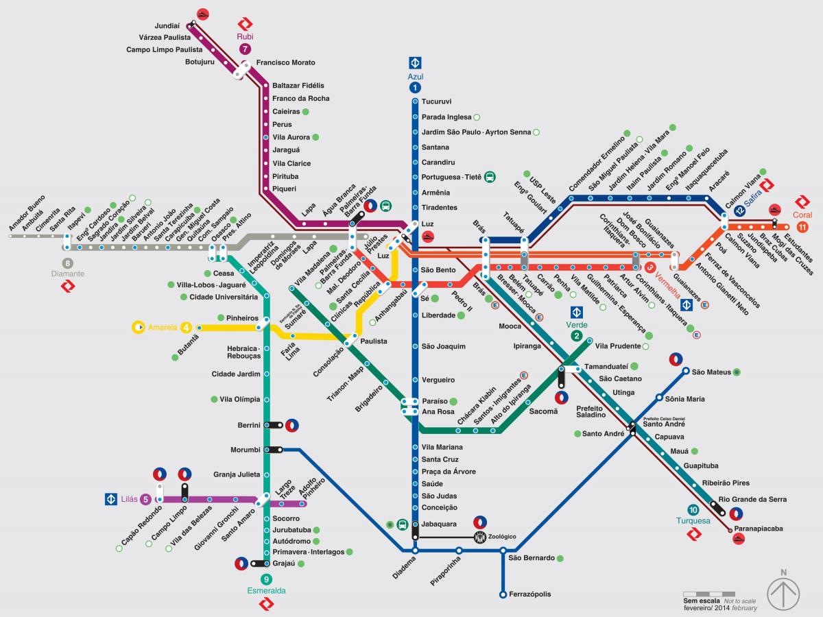 Kortet over São Paulo-transporter