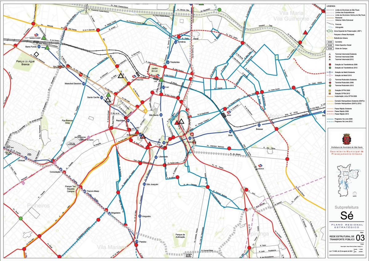 Kort over Sé São Paulo - Offentlig transport