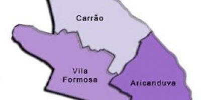 Kort over Aricanduva-Vila Formosa sub-præfekturet