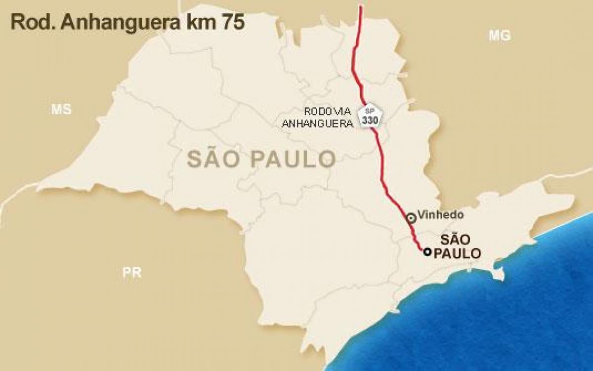Kort over Anhanguera highway - SP 330