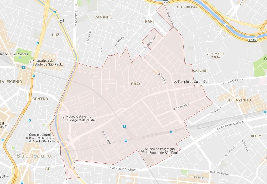 Kort over Brás São Paulo