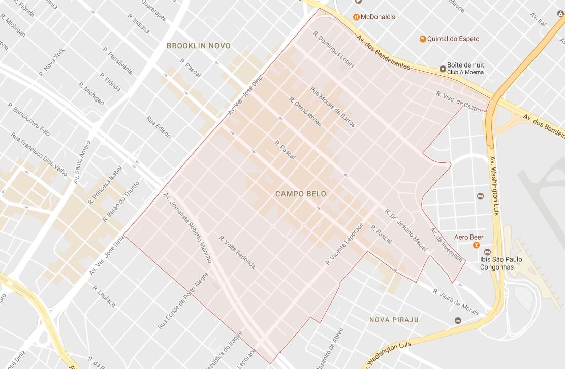 Kort over Campo Belo São Paulo