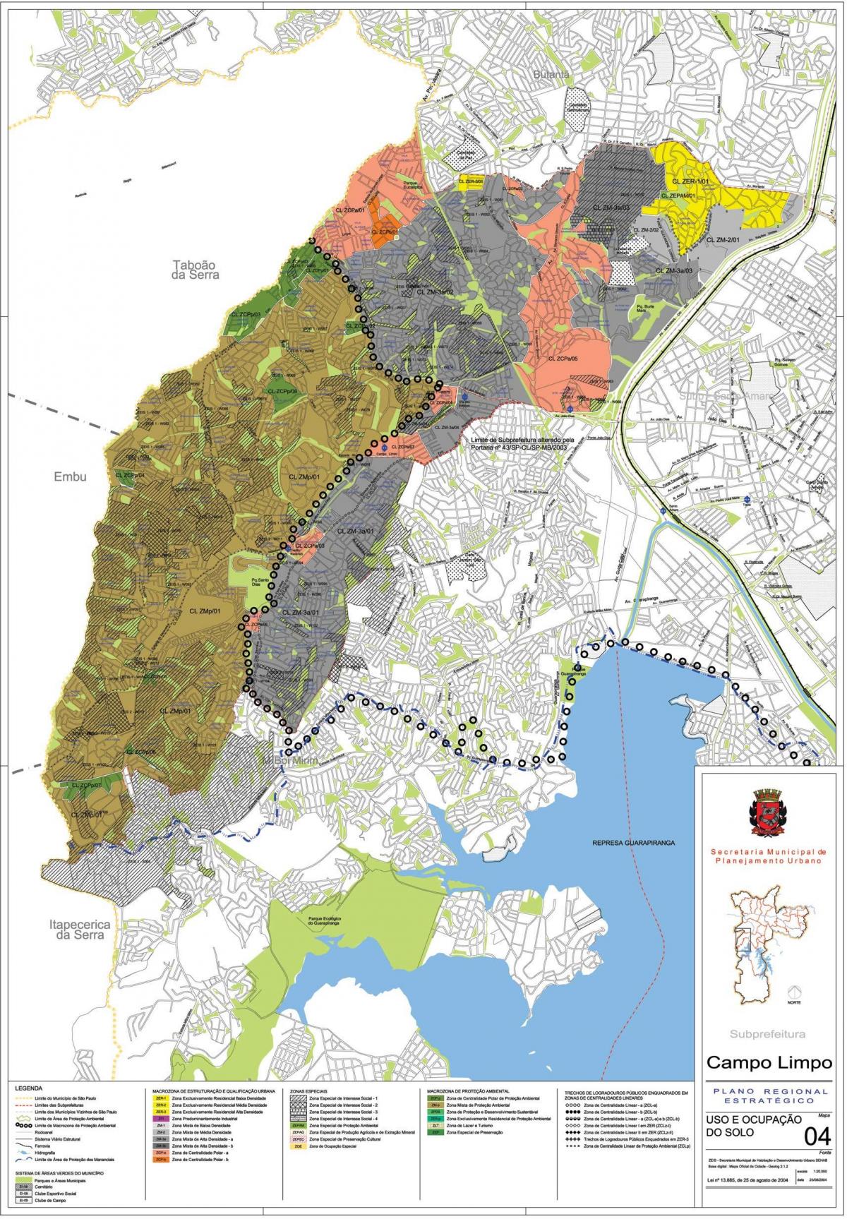 Kort over Campo Limpo São Paulo - Besættelse af jord