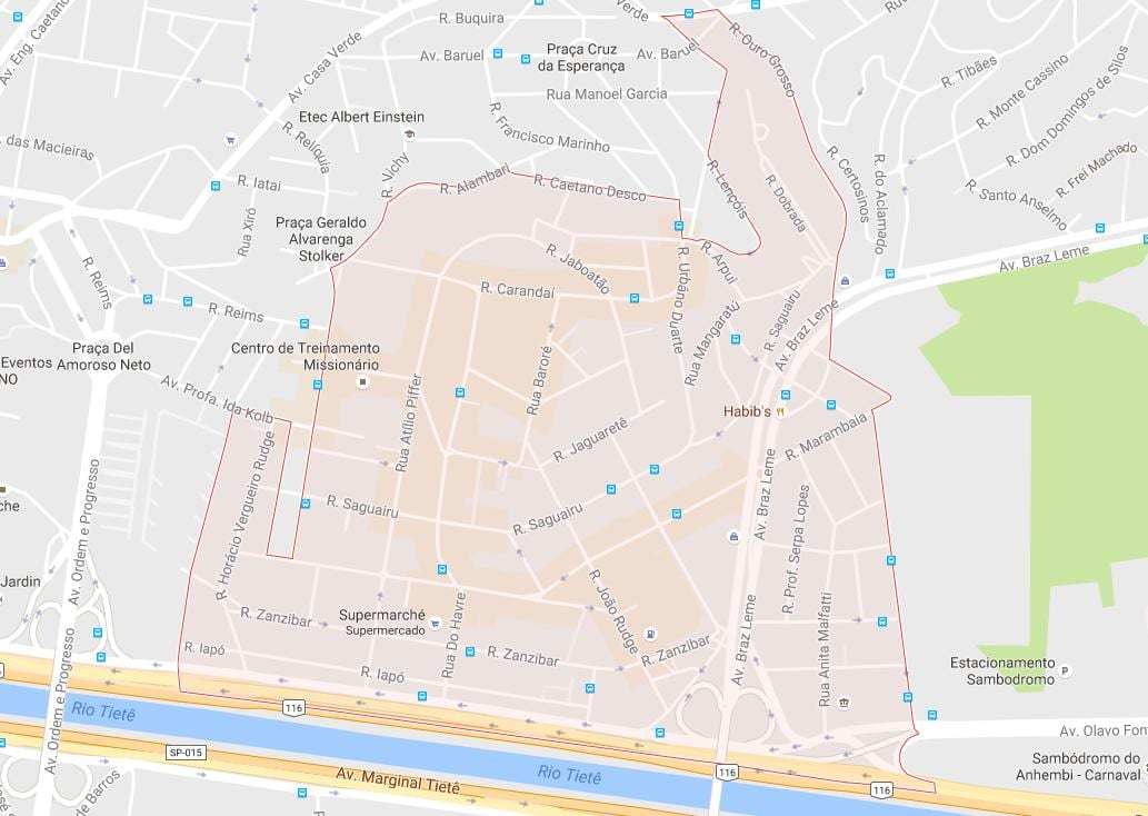 Kort over Casa Verde og São Paulo