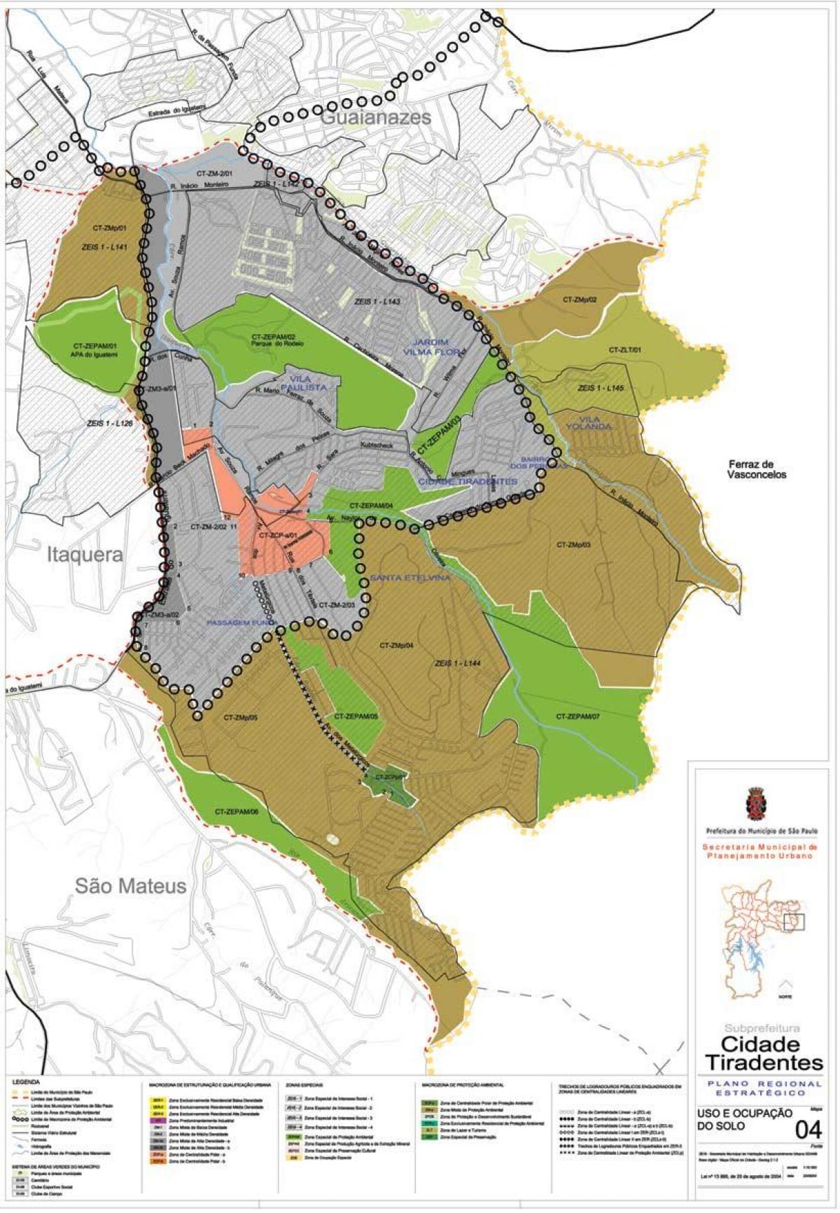 Kort over Cidade Tiradentes-São Paulo - Besættelse af jord