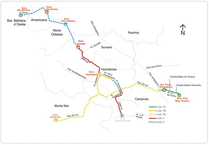 Kort over corredor metropolitano Biléo Soares