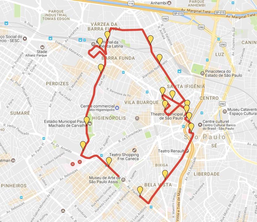 Kort over Corrida Internationale São Silvestre