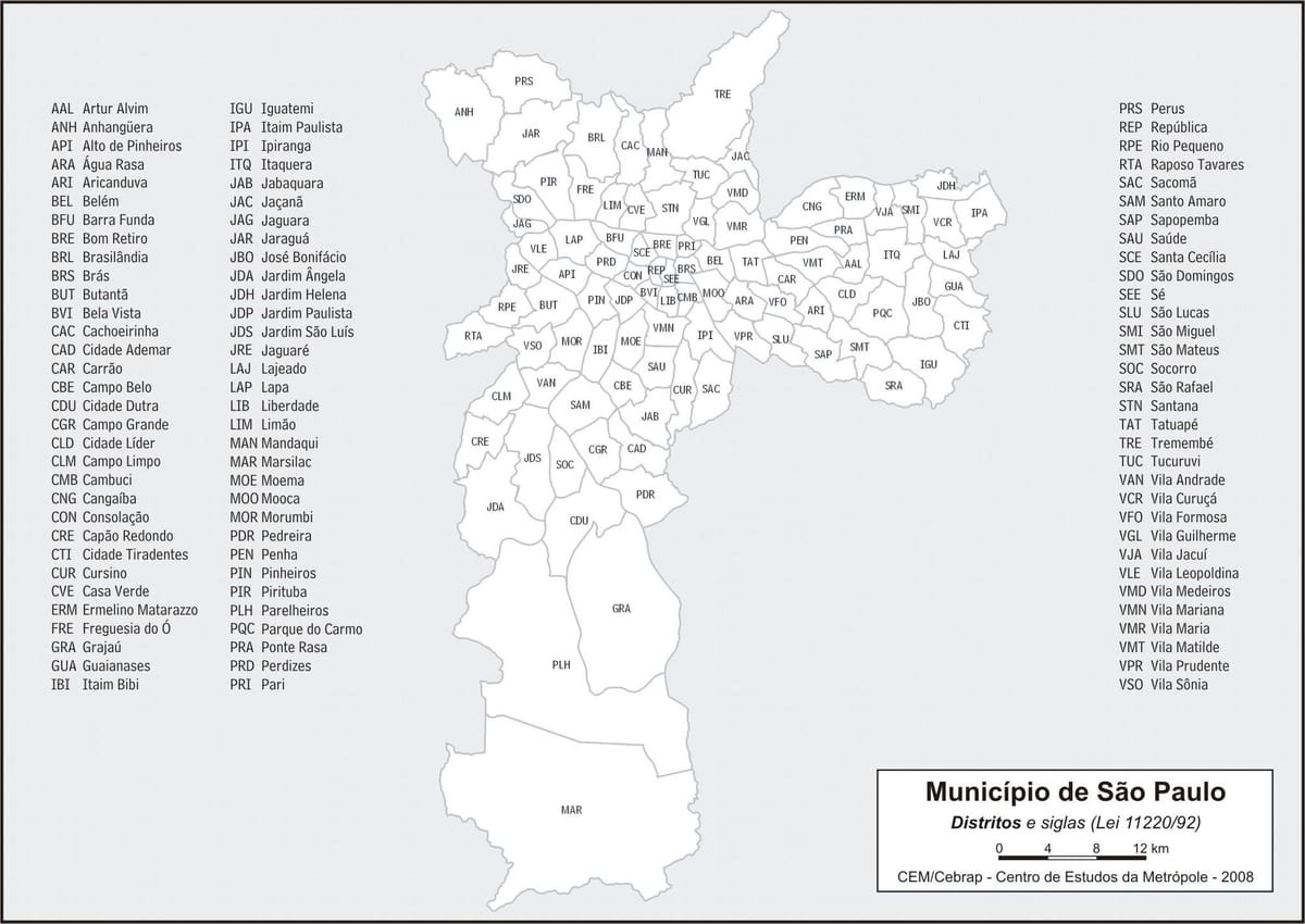 Kort distrikter São Paulo