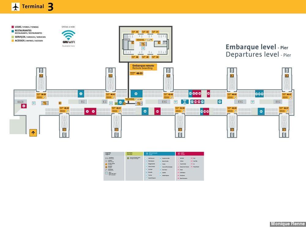 Kort af international lufthavn i São Paulo-Guarulhos - Terminal 3