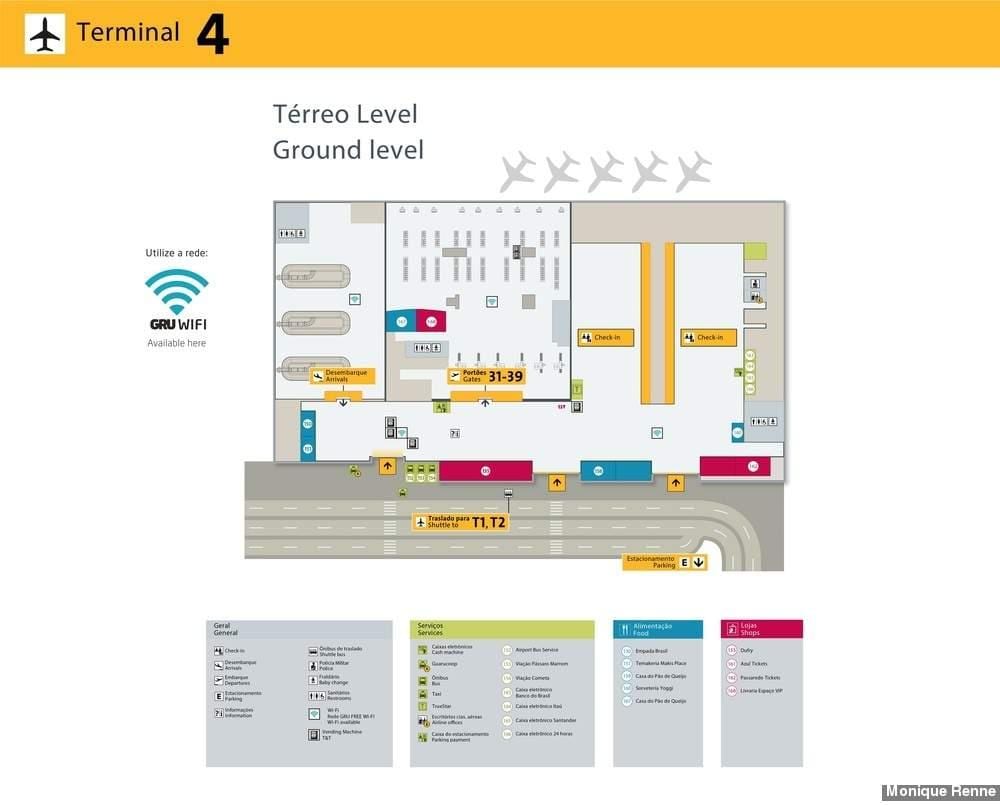 Kort af international lufthavn i São Paulo-Guarulhos - Terminal 4