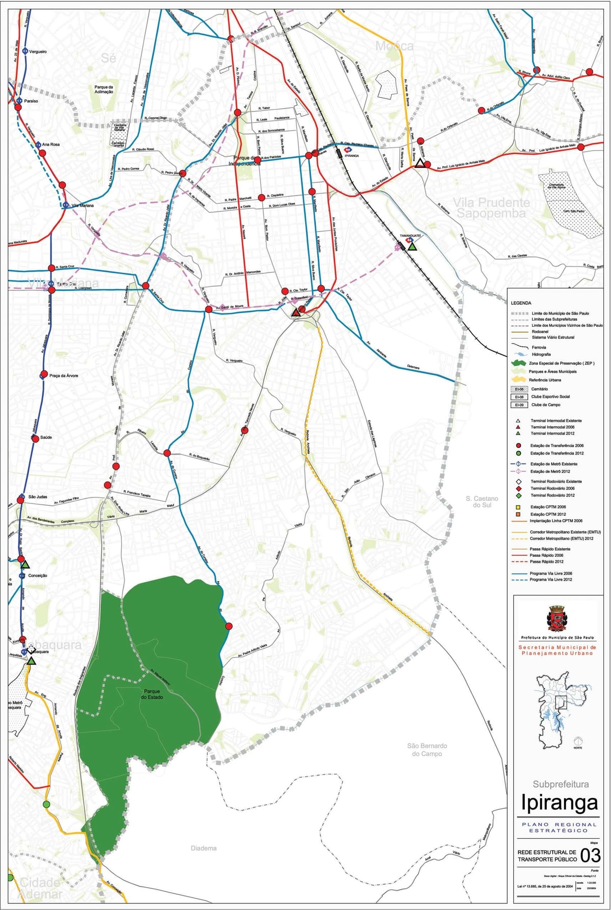 Kort over Ipiranga São Paulo - Offentlig transport