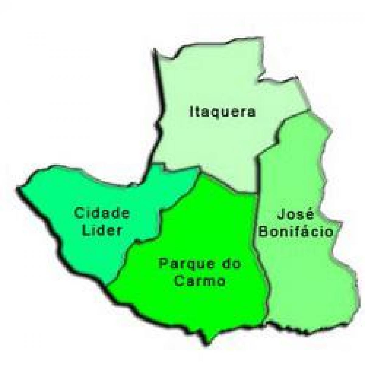 Kort over Itaquera sub-præfekturet