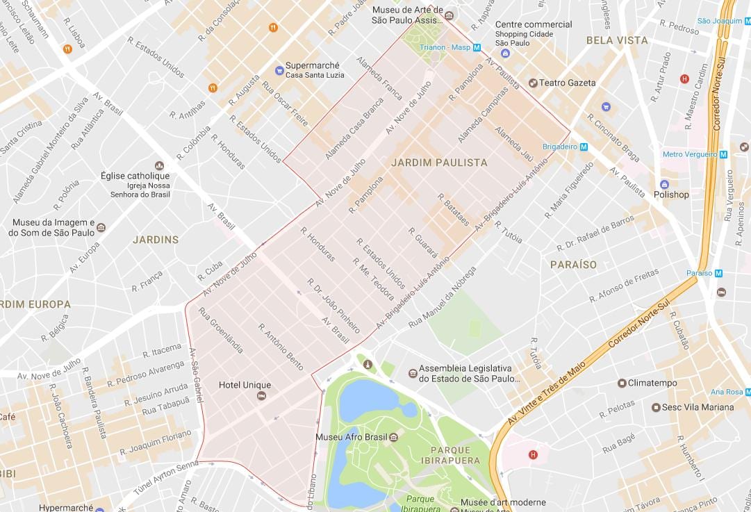 Kortet over São Paulo-Jardim Paulista
