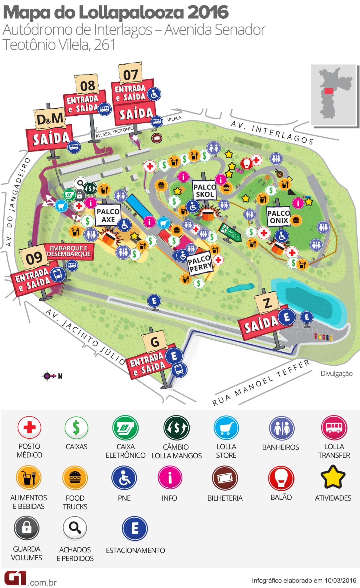 Kort over banen på Interlagos