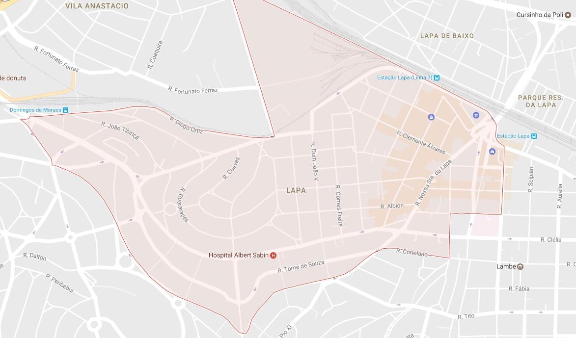 Kort over Lapa-São Paulo