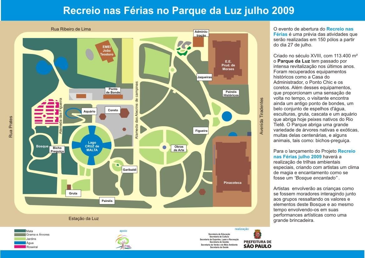 Kort af Luz-parken, São Paulo