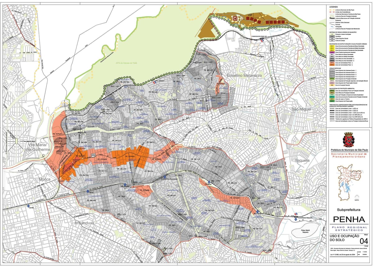 Kort over Penha São Paulo - Besættelse af jord