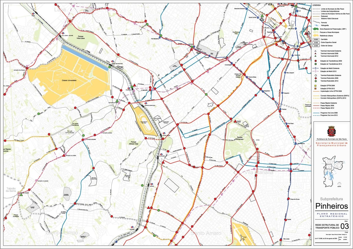 Kort af Pinheiros São Paulo - Offentlig transport