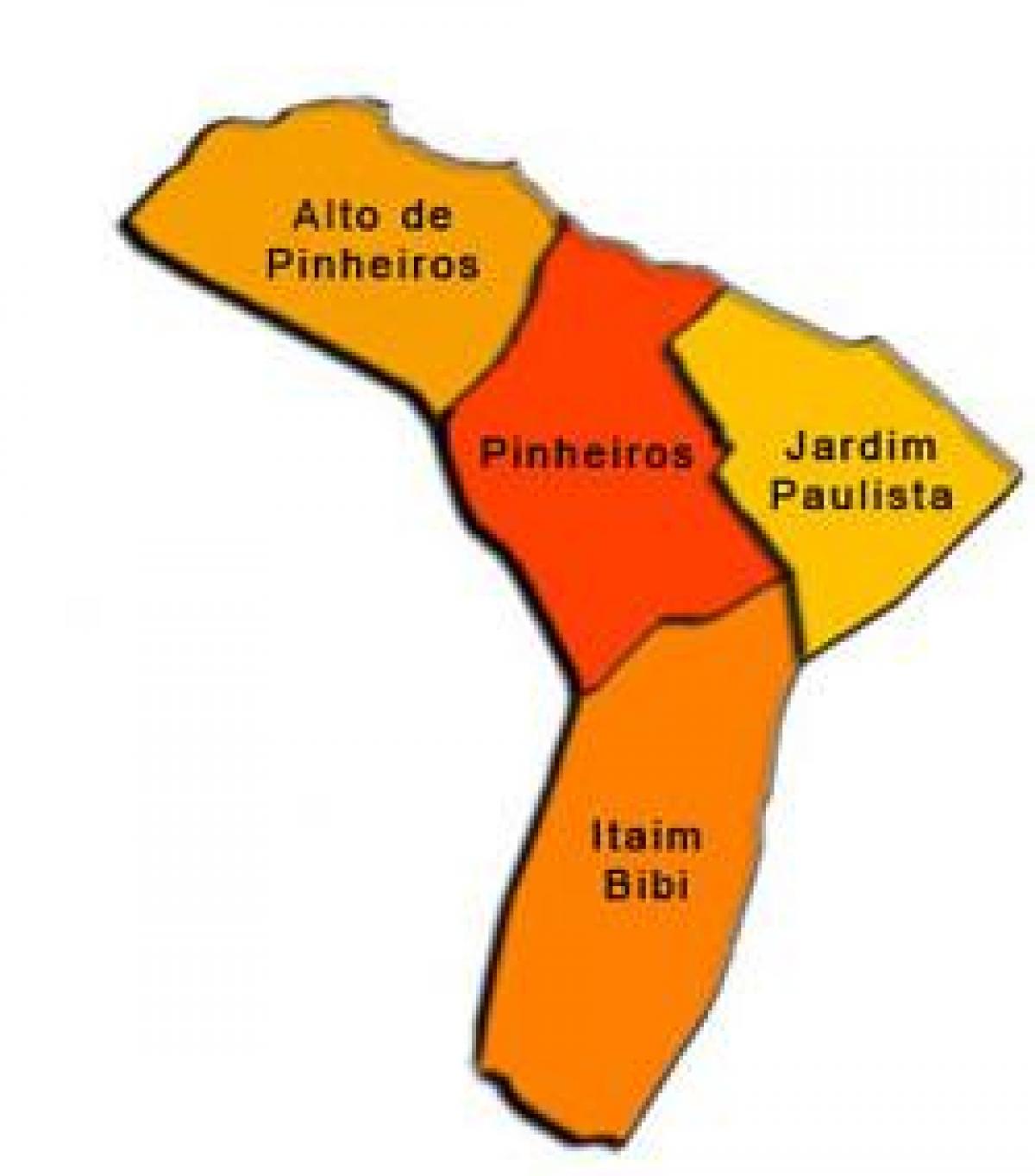 Kort af Pinheiros sub-præfekturet