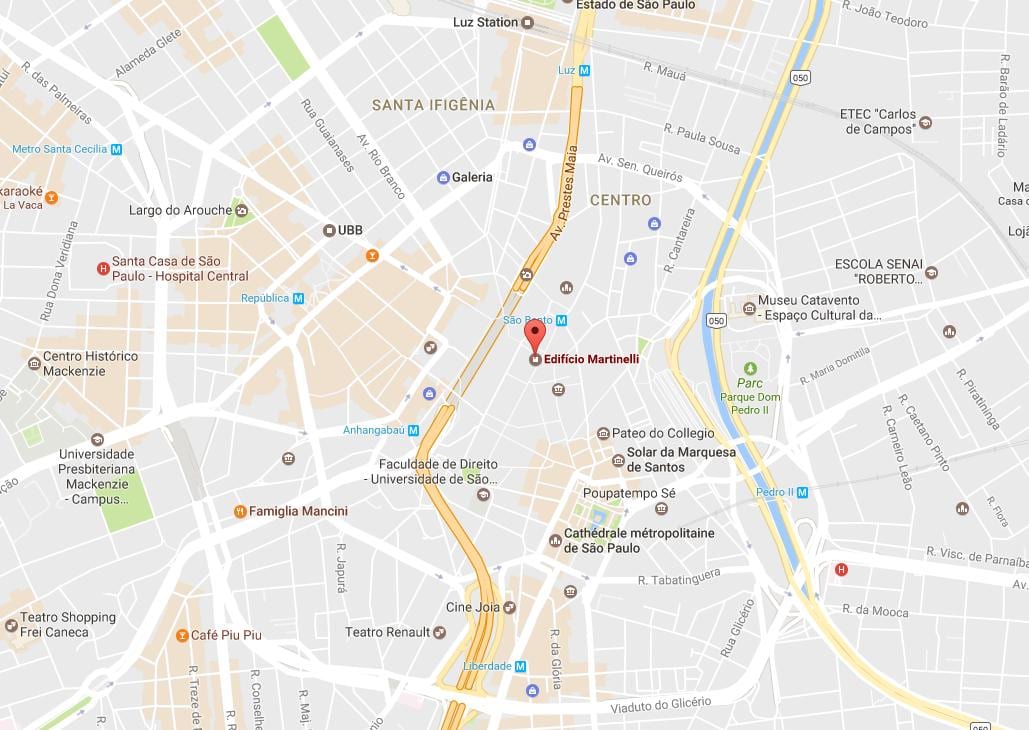 Kort over Prédio Martinelli