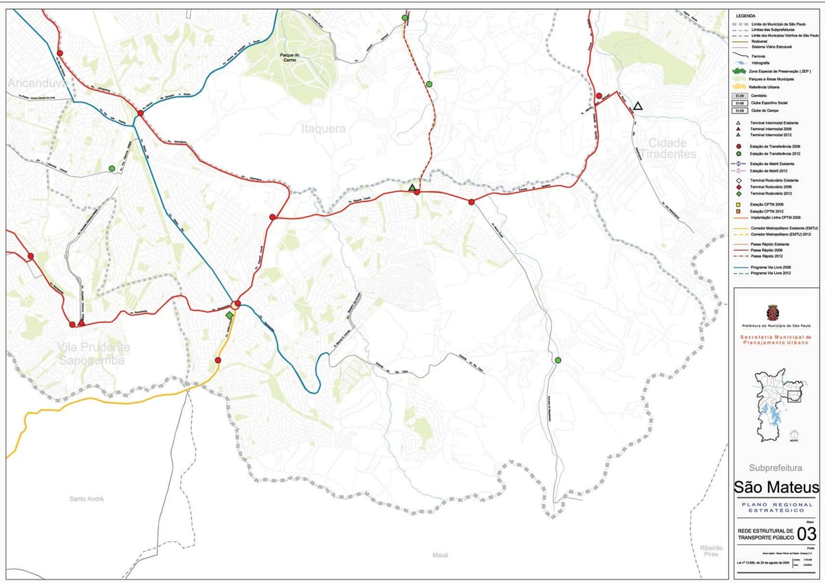 Kort over São Mateus São Paulo - Offentlig transport