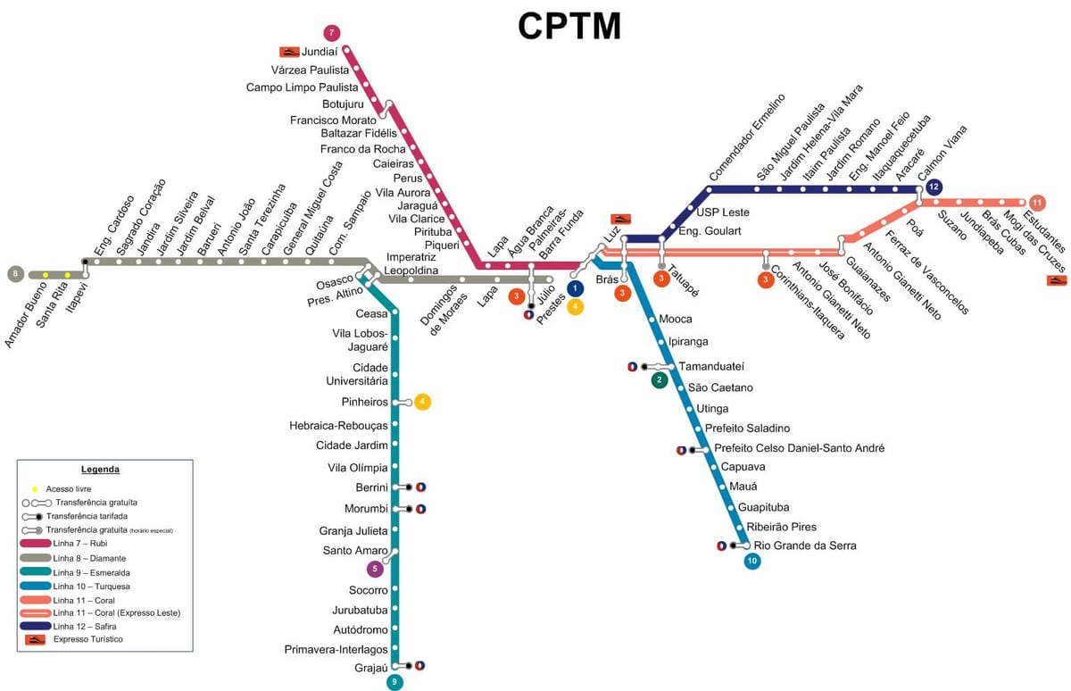 Kort over São Paulo CPTM