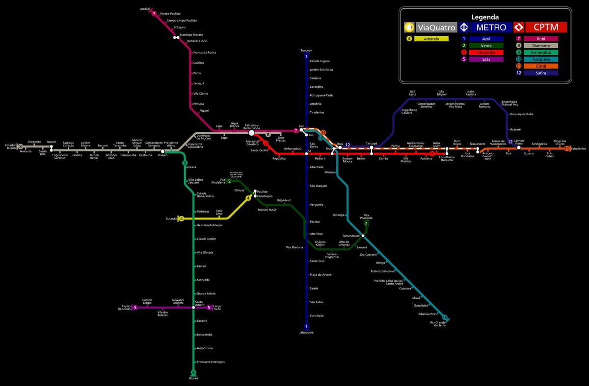 Kort over São Paulo CPTM metro