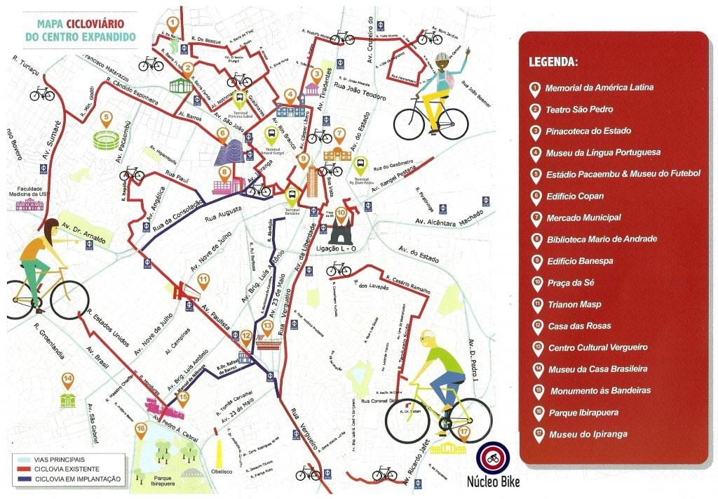 Kort over São Paulo cykelsti