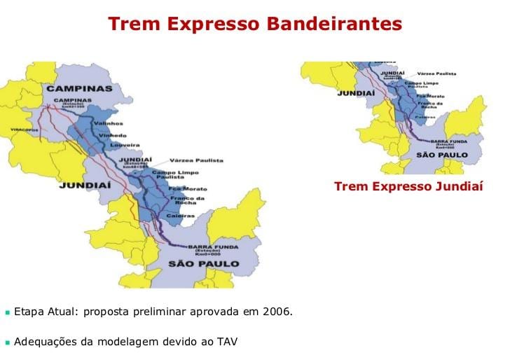Kort over São Paulo Expresso Bandeirantes