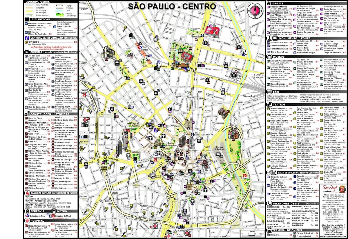 Kort over centrum af São Paulo