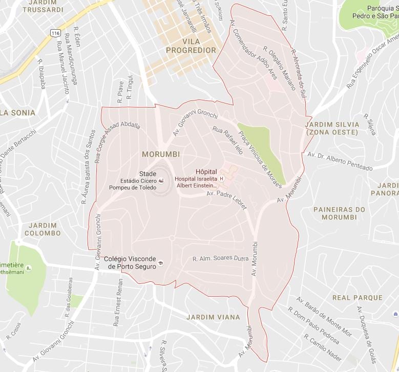 Kort over São Paulo Morumbi