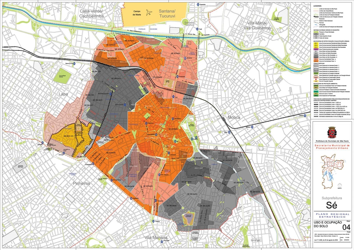 Kort over Sé São Paulo - Besættelse af jord