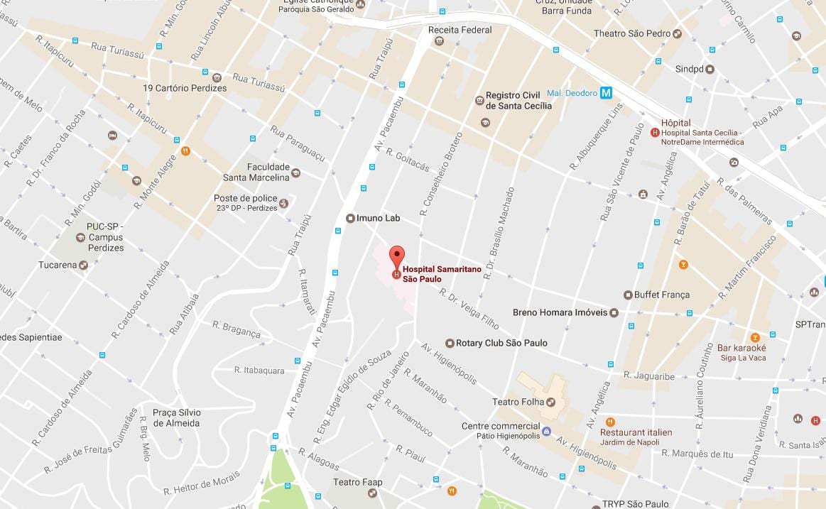 Kort over Samaritano São Paulo hospital