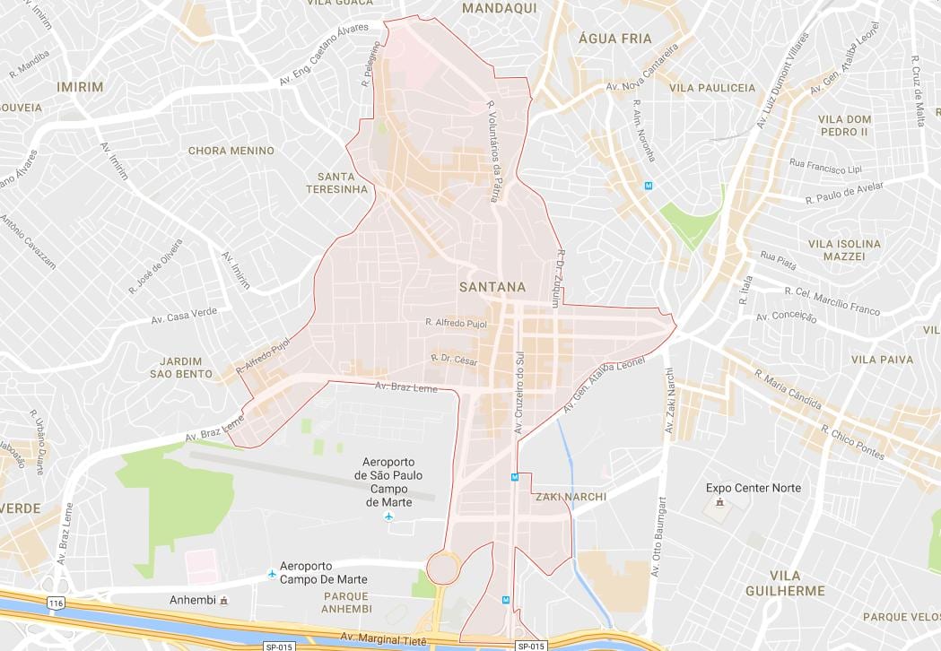 Kort af Santana, São Paulo