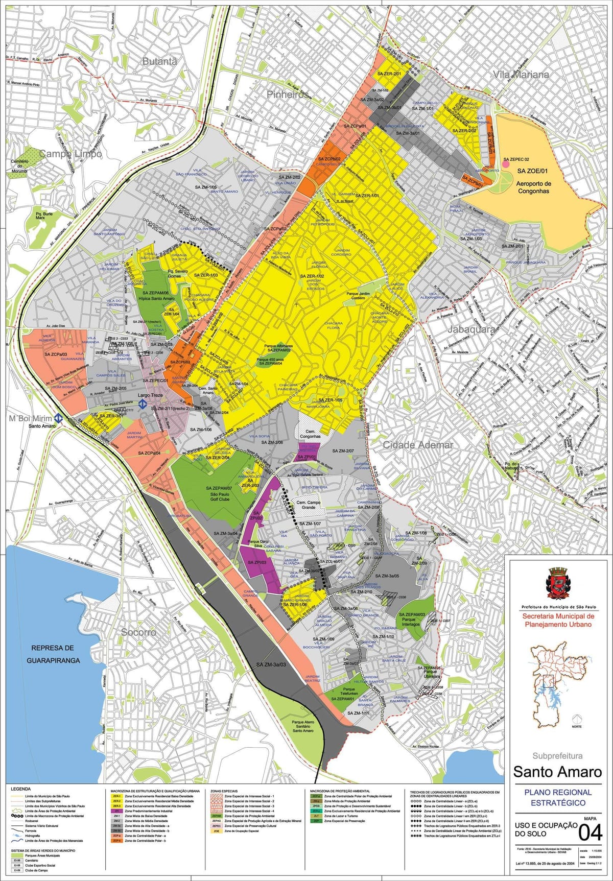 Kort over Santo Amaro São Paulo - Besættelse af jord
