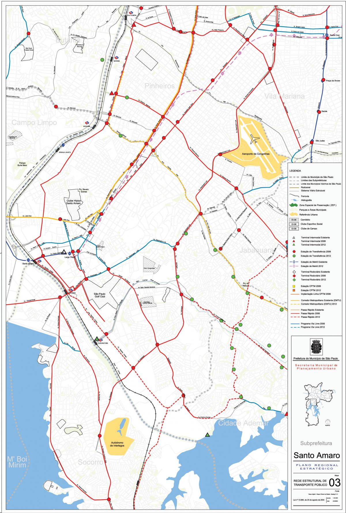 Kort over Santo Amaro São Paulo - Offentlig transport