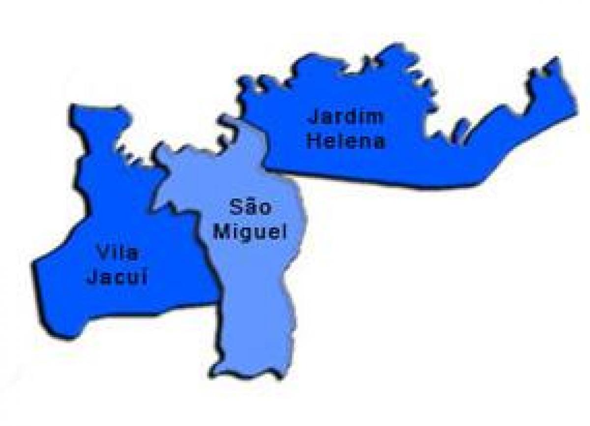 Kort over São Miguel Paulista sub-præfekturet