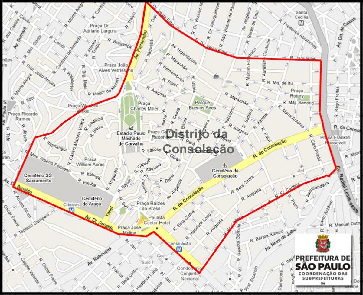 Kortet over São Paulo-Consolação