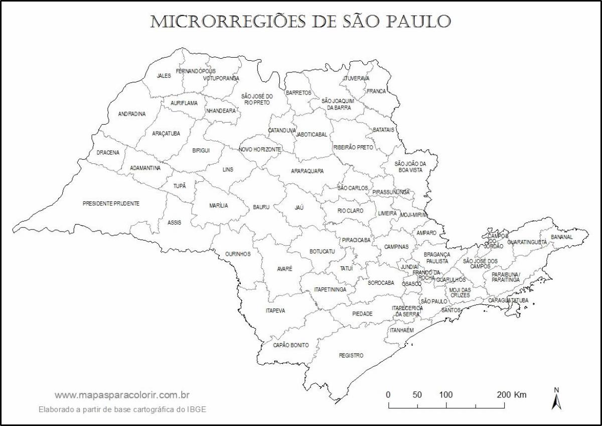 Kort over São Paulo jomfru - mikro-regioner