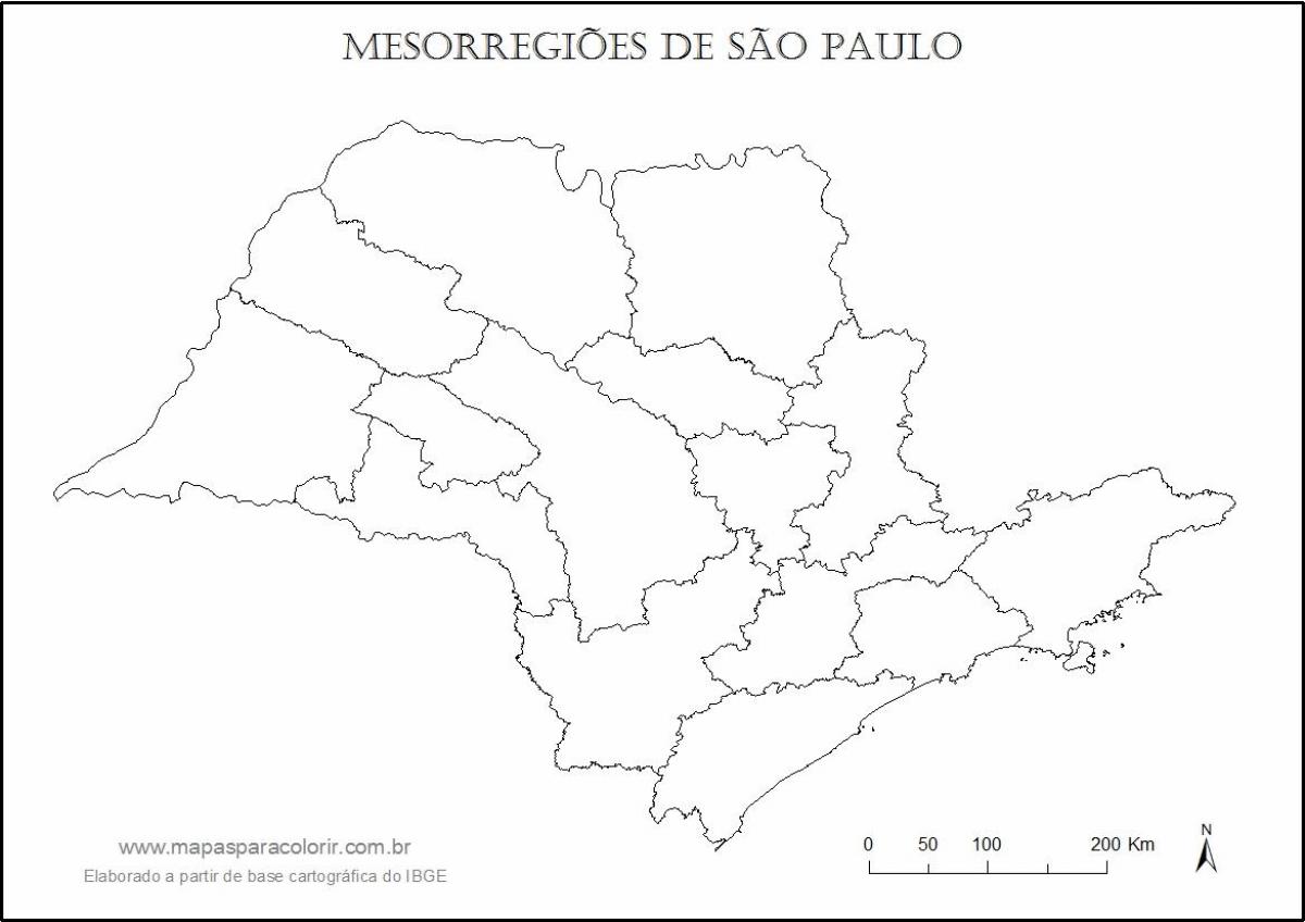 Kort over São Paulo jomfru - regioner