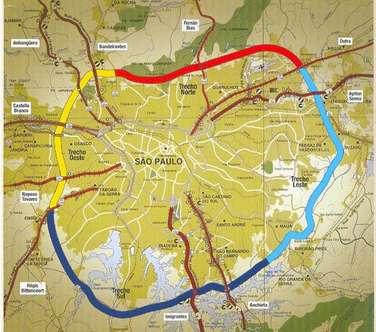 Kortet over São Paulo-ringvejen