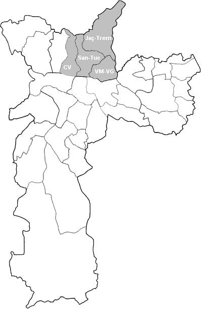 Kort over zone Nordeste São Paulo