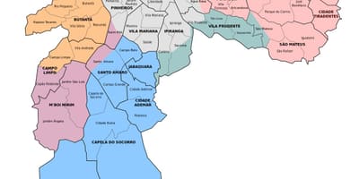 Kort over administrative zone, São Paulo